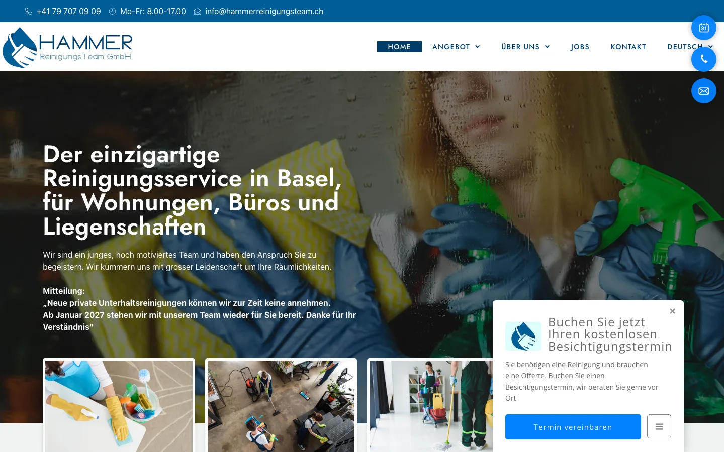 Website von Hammer Reinigungsteam